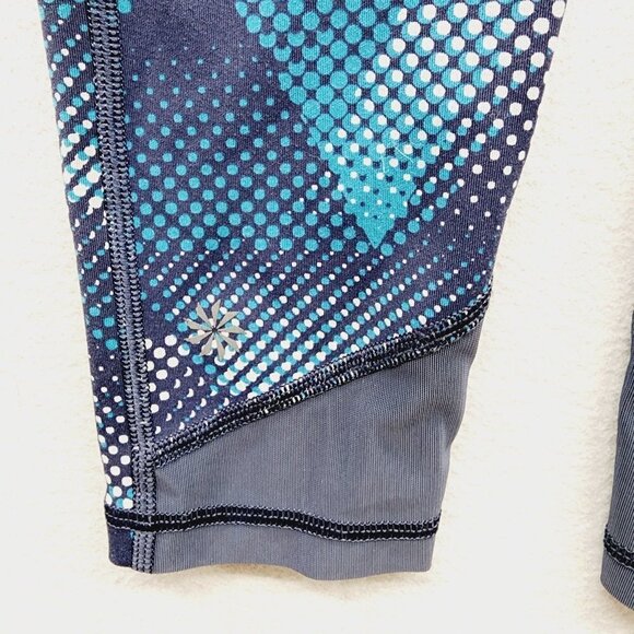 Athleta Kinetic Stealth Mesh 7/8 Tights Blue Mesh Panel Workout Leggings sz XS - Picture 3 of 13